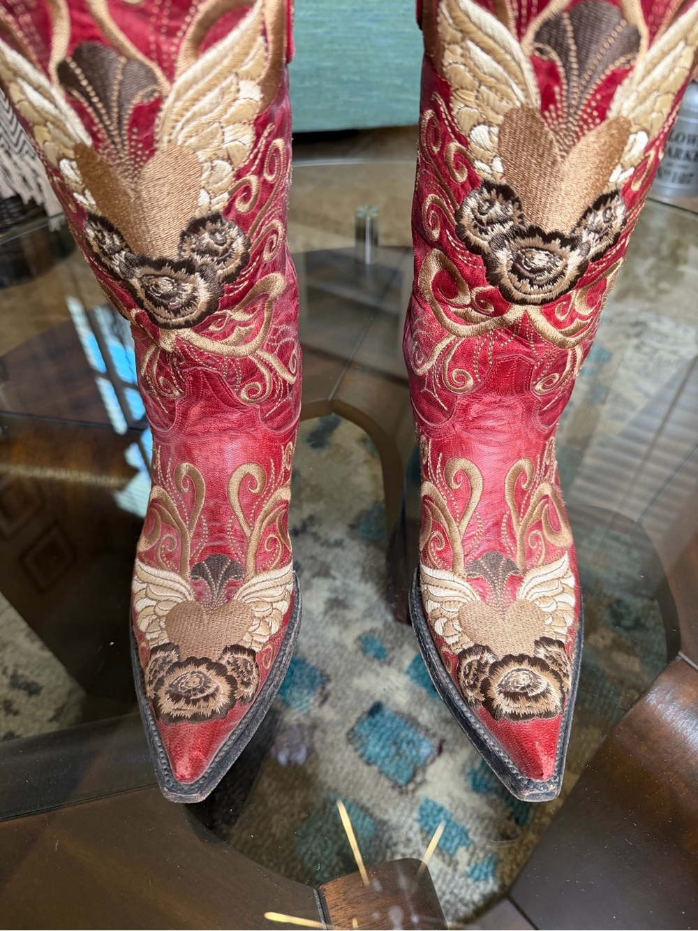 Old Gringo Grace Red Wing Heart Embroidered Cowboy Boots 7.5B - Picture 2 of 9
